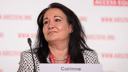 Corinne Merle, en AIDS 2016. Foto: International AIDS Society/Steve Forrest/Workers’ Photos 